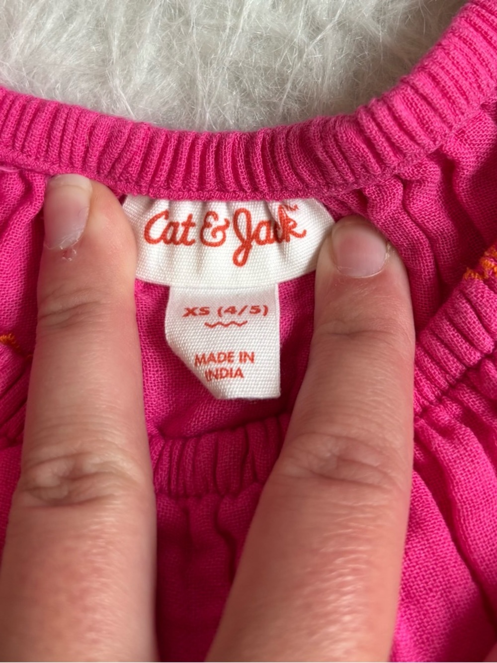 Cat & Jack Hot Pink Summer Dress with Orange Floral Embroidery - Picture 2 of 4